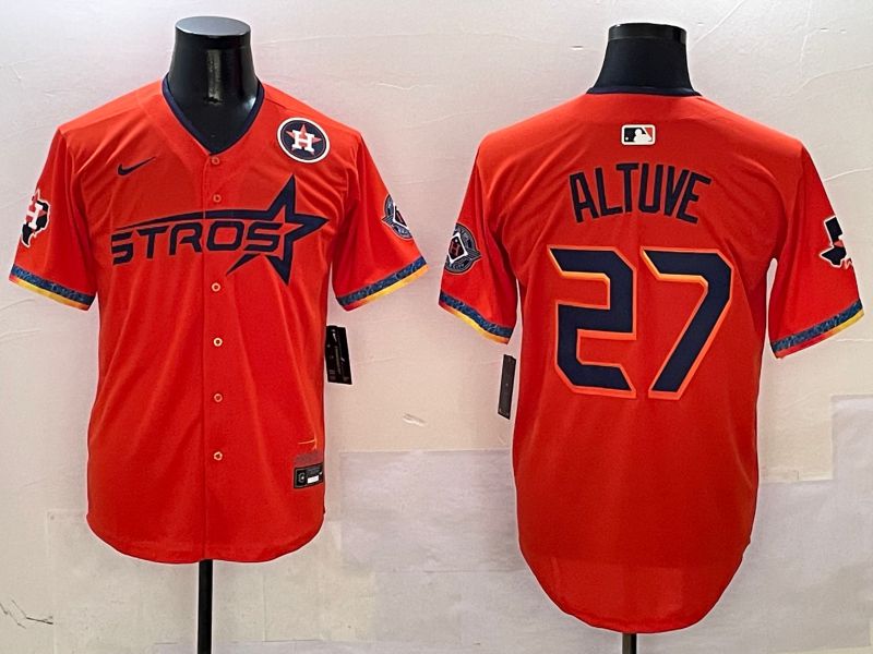 Men Houston Astros #27 Altuve Orange Fourth generation Joint Name Nike 2025 MLB Jersey style 6->houston astros->MLB Jersey
